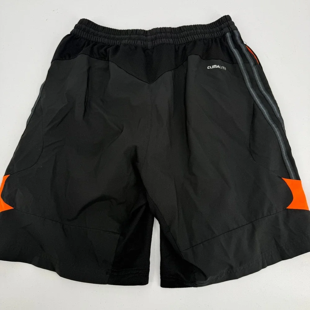 Adidas Climalite Mens Athletic‎ Shorts Black Orange Grey Stripes Size Small 8